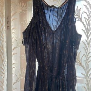 Cold shoulder Ivanka trump navy glitter blouse